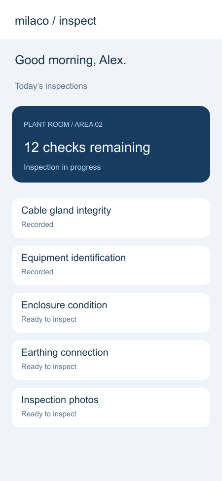 Milaco mobile inspection checklist